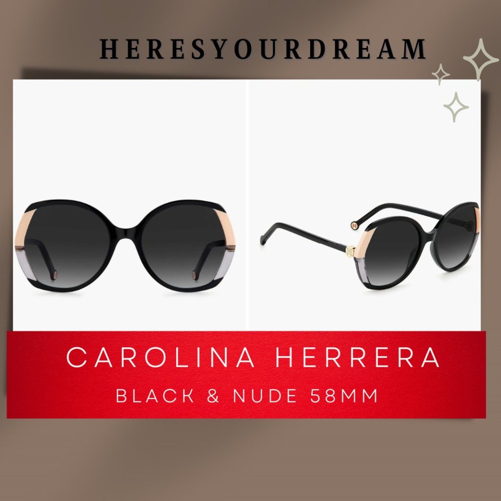 Carolina Herrera Women's Ch0051 58mm Geometric Sunglasses // BLACK & NUDE